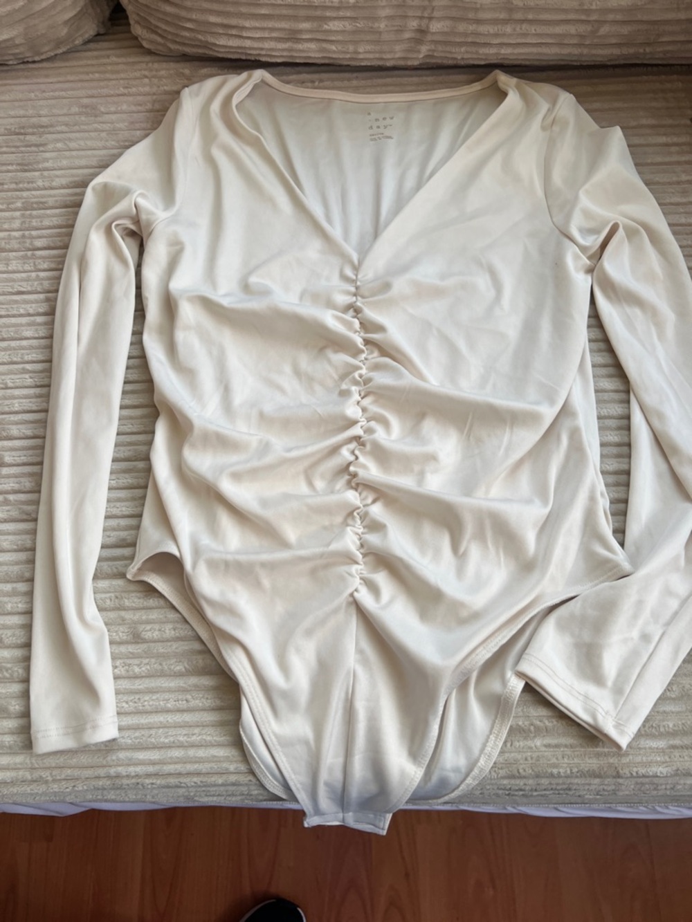 a new day Cream Long Sleeve V-Neck Bodysuit